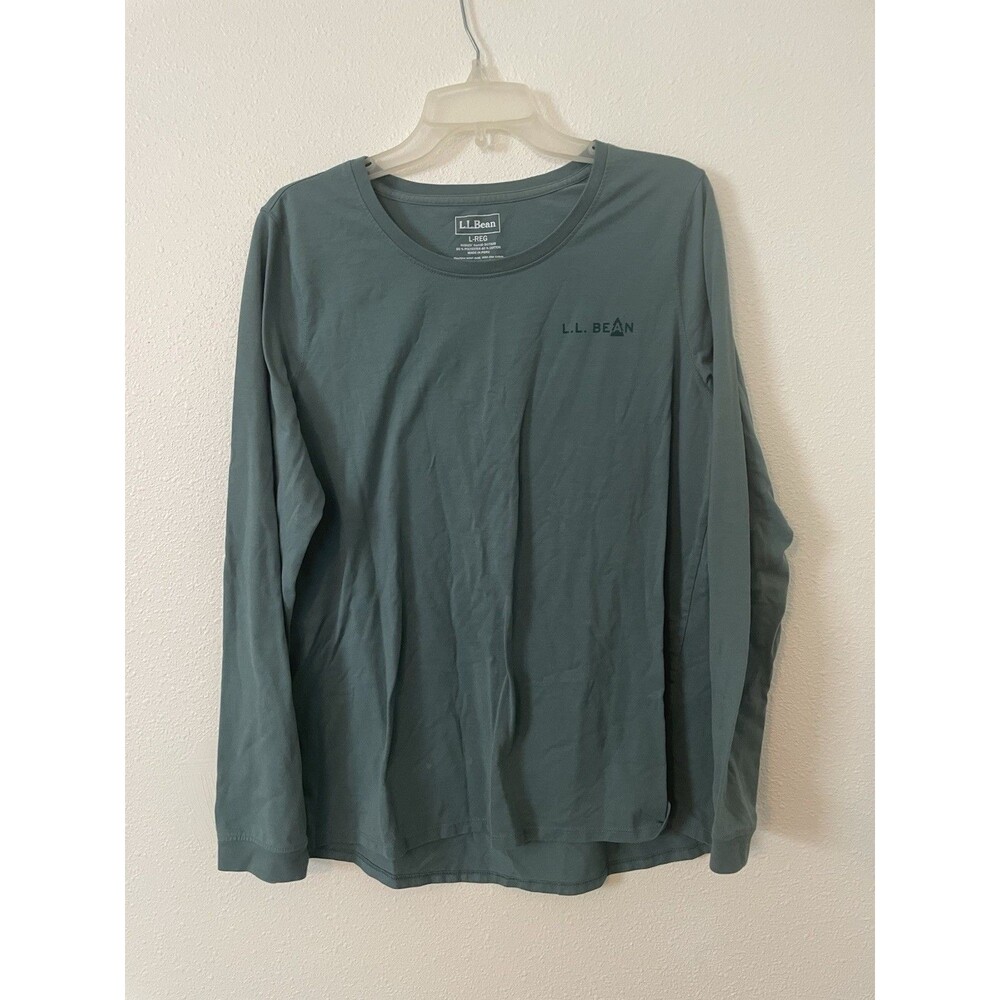 LL Bean Woman's Green pullover T-Shirt Large